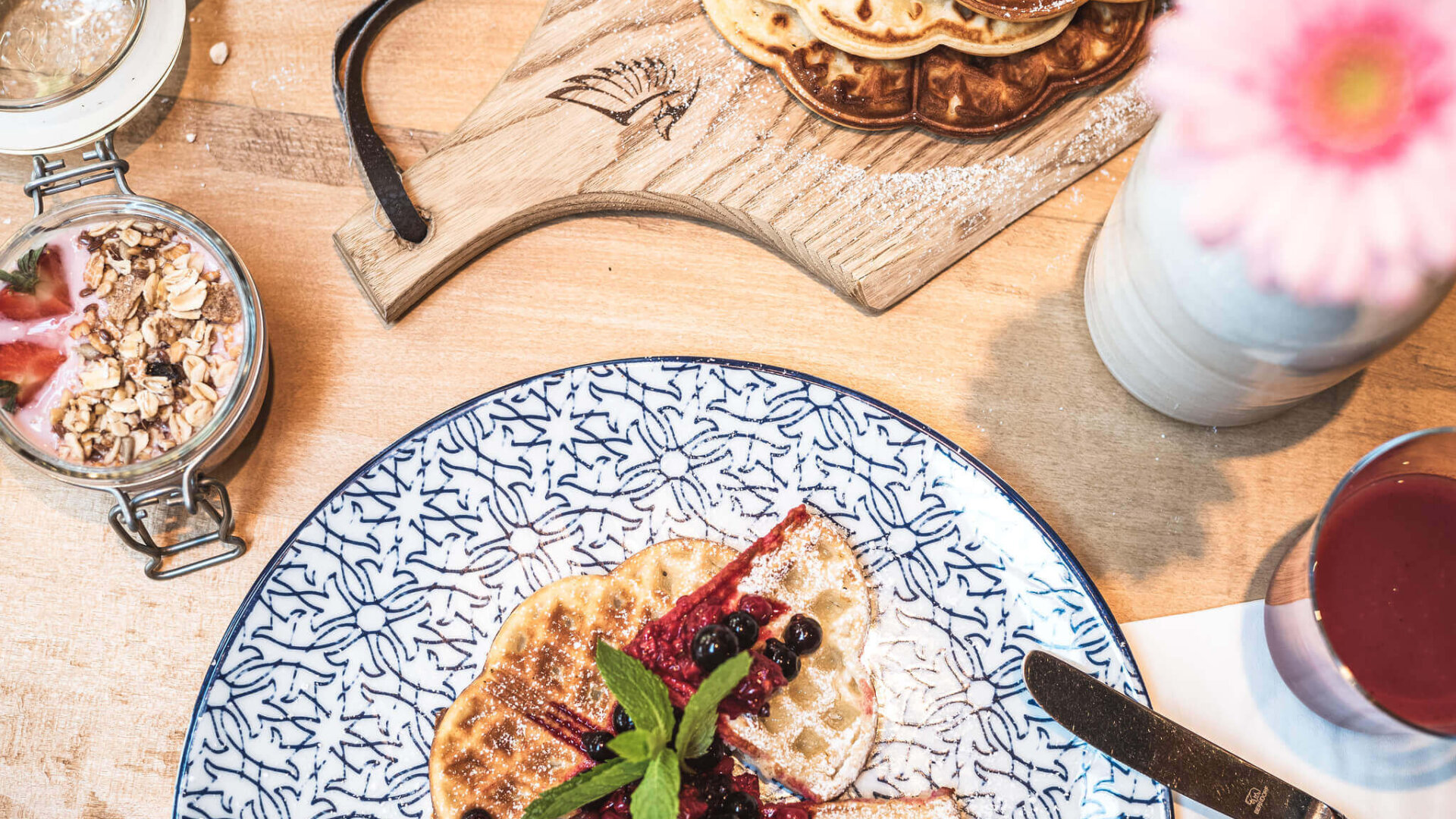 Waffeln zum Frühstück im Hotel Falkenstein