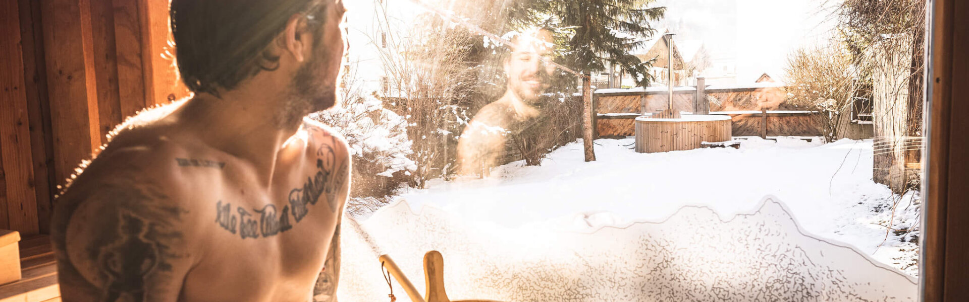 Sauna im Falkenstein-Garten im Hotel Falkenstein in Kaprun
