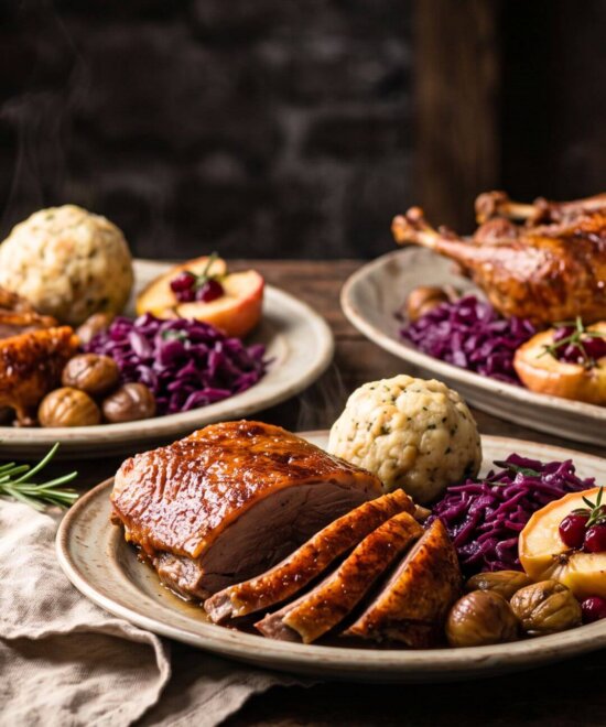 Feiner Wildbraten mit Semmelknödel Rotkraut und
